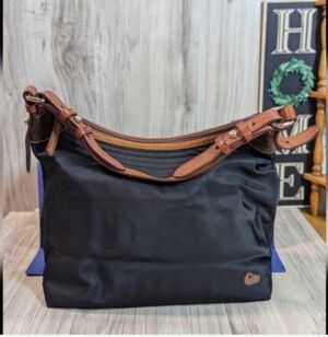 Dooney & Bourke Erica Hobo Shoulder Bag Black Nylon Leather Trim